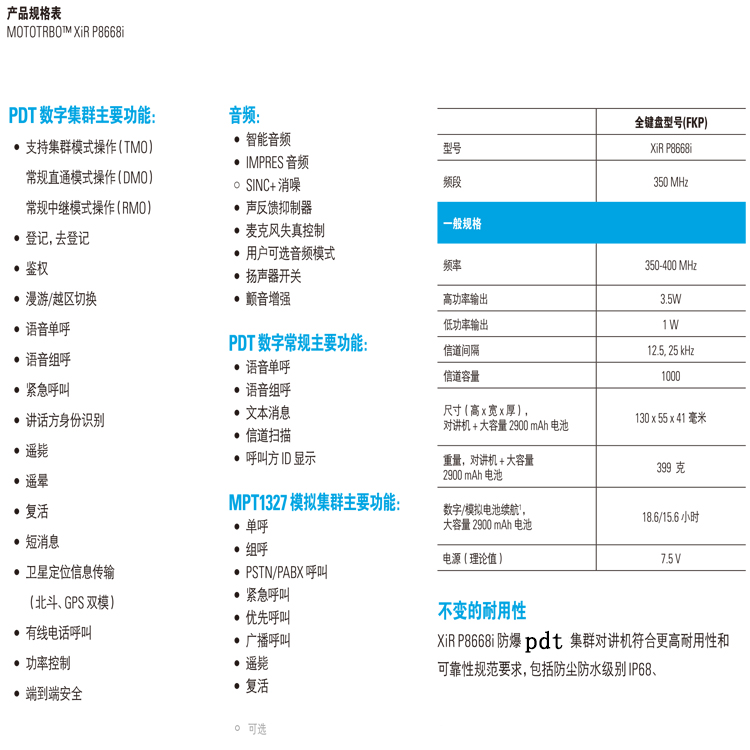 摩托罗拉防爆警用对讲机P8668I